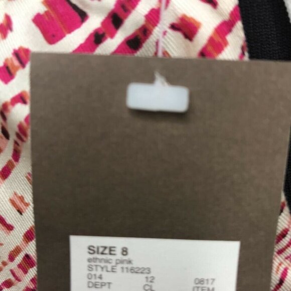 Merona Womens Pleated Skirt Red Pink 100% Silk Eth - Picture 6 of 7